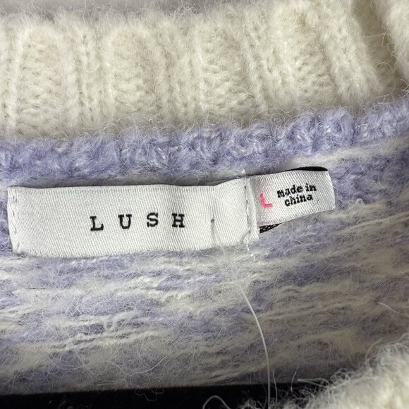 Lush Women's Purple Nordic Long Sleeves Crew Neck Pull Over Sweater Size L NWT - Picture 6 of 9